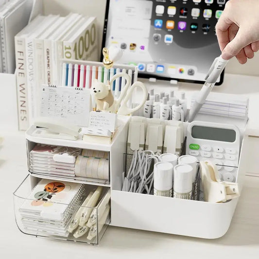 Desktop Storage Box with Divided Drawer