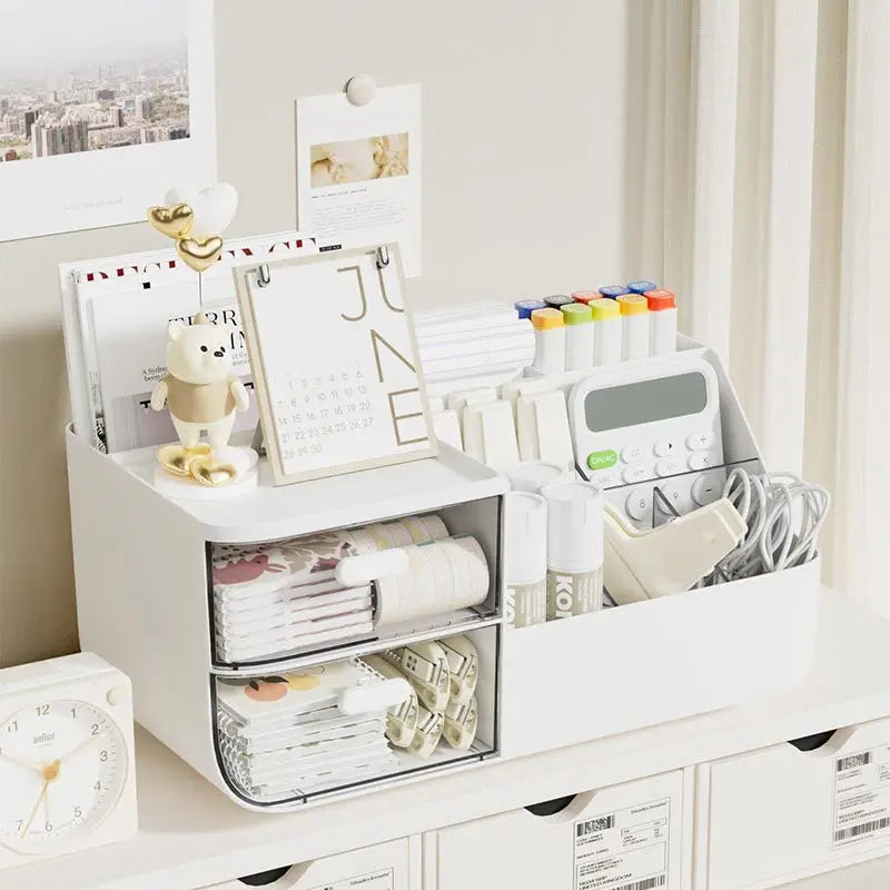 Desktop Storage Box with Divided Drawer