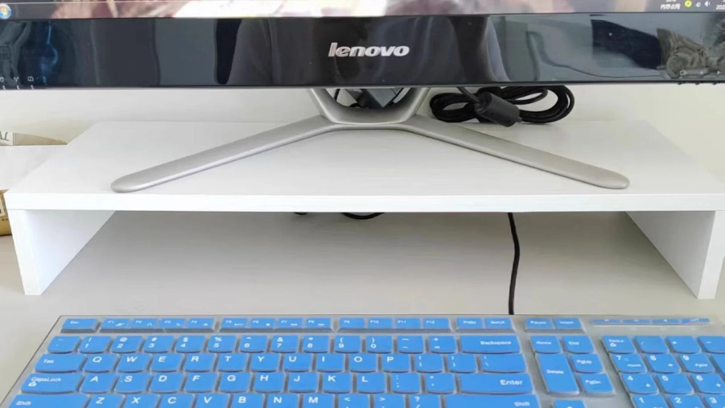 L-Shaped Desktop Monitor Stand with Storage Shelf