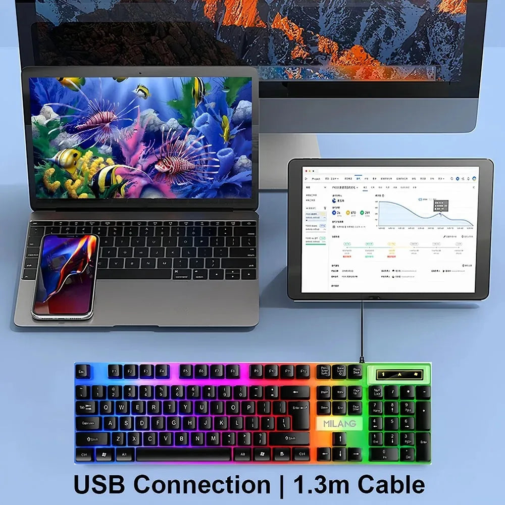 104-Key RGB Mechanical Keyboard – Wired, Waterproof, Full Size