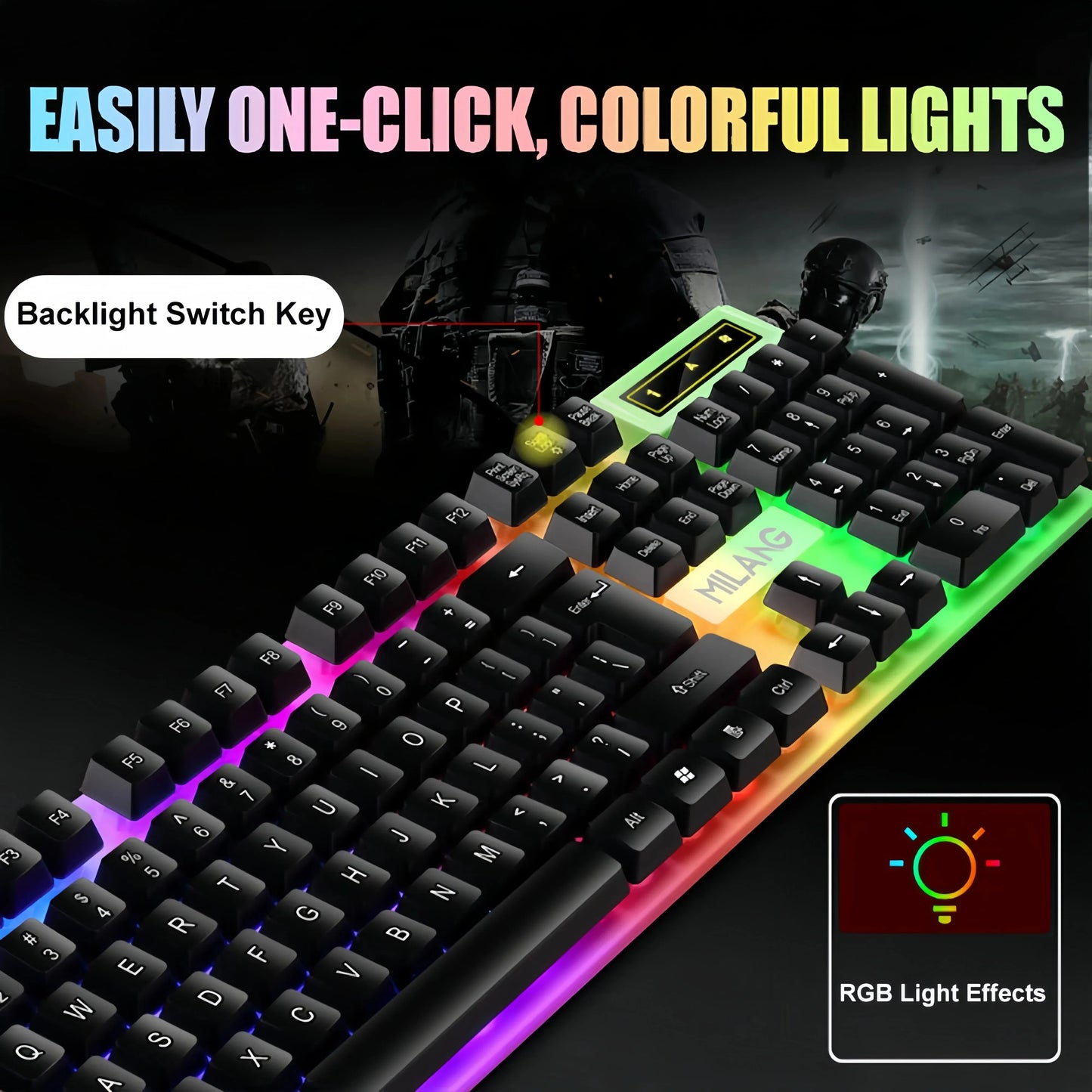 104-Key RGB Mechanical Keyboard – Wired, Waterproof, Full Size