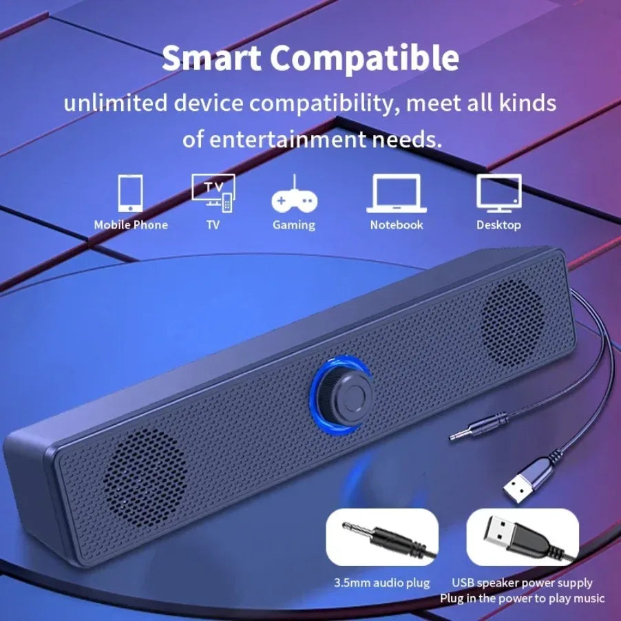 Desk Soundbar with Bluetooth & AUX — USB Powered PC Speaker