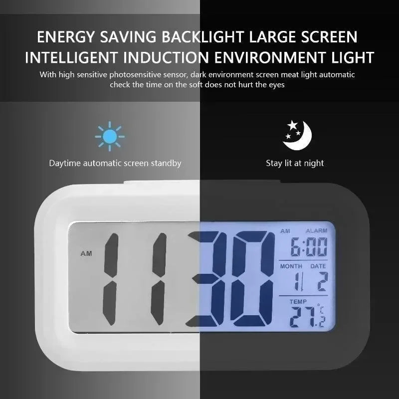 LED Digital Alarm Clock with Temperature & Date Display (Batteries Not Included)