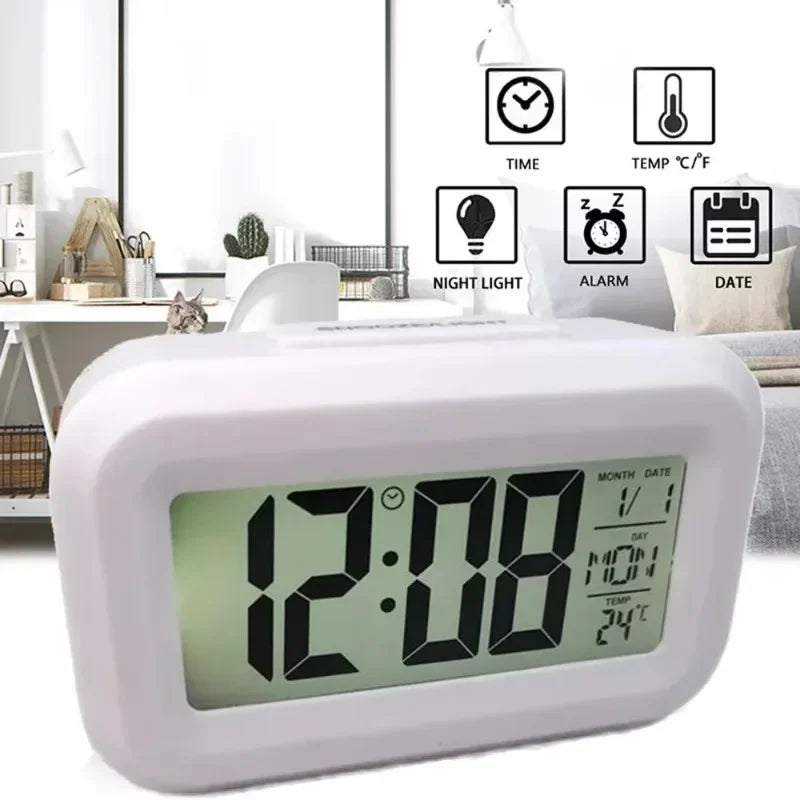LED Digital Alarm Clock with Temperature & Date Display (Batteries Not Included)