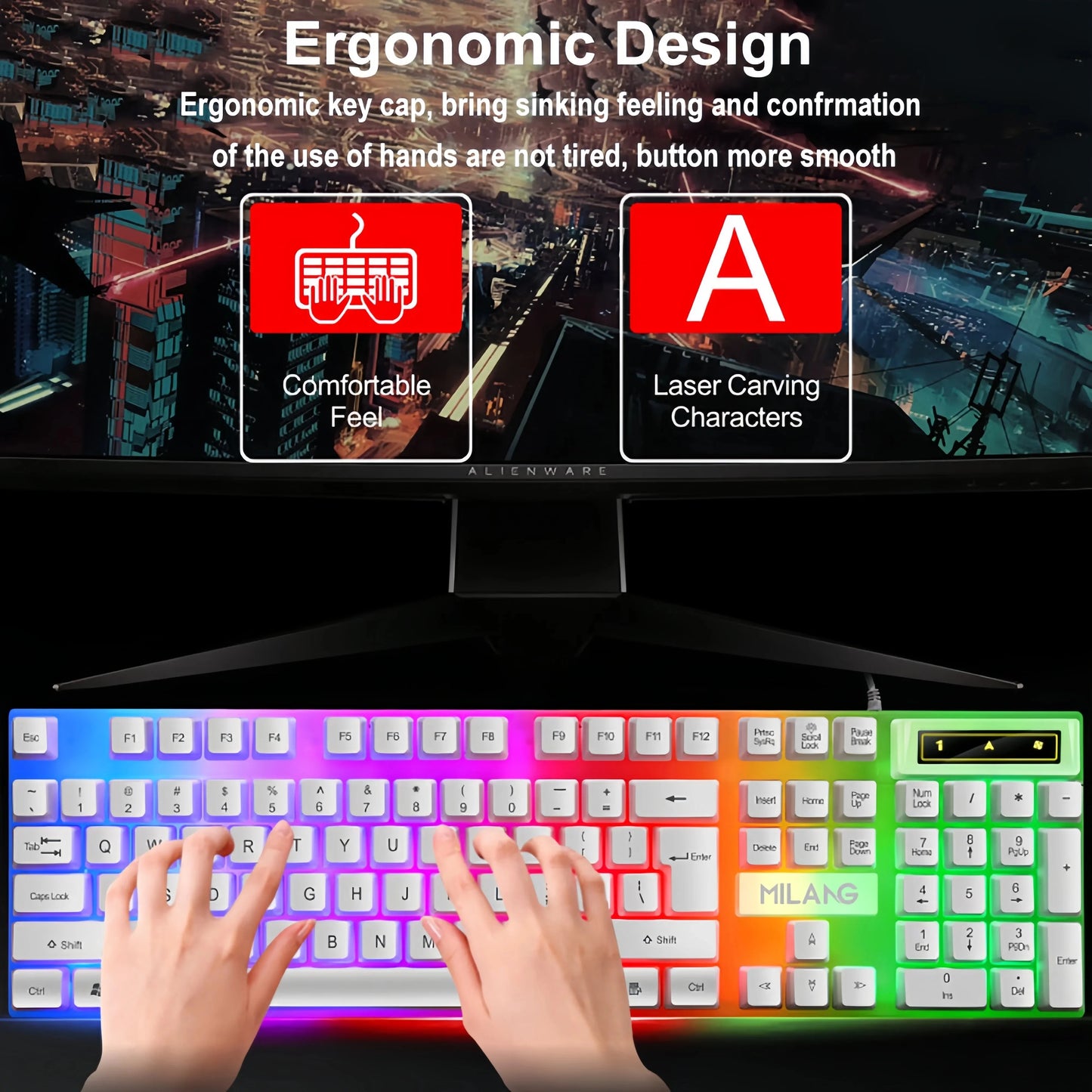 104-Key RGB Mechanical Keyboard – Wired, Waterproof, Full Size