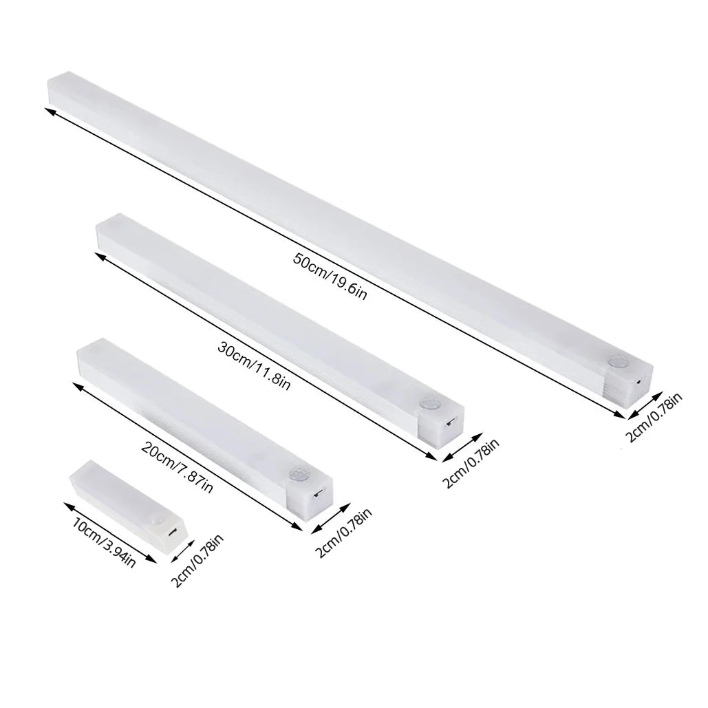 Wireless Motion Sensor Night Light — USB-C Rechargeable LED Cabinet Lamp (10–50cm)
