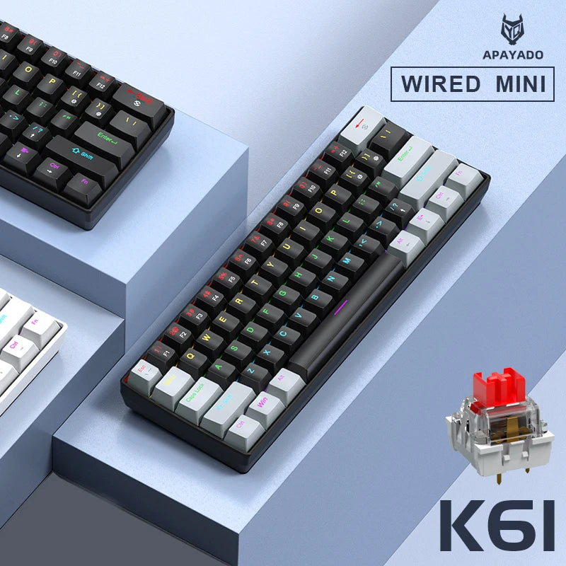 APAYADO K61 60% Mechanical Keyboard – RGB, Hot-Swap, Wired