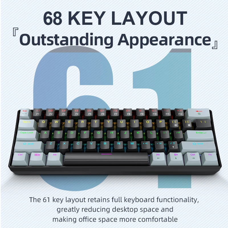 APAYADO K61 60% Mechanical Keyboard – RGB, Hot-Swap, Wired