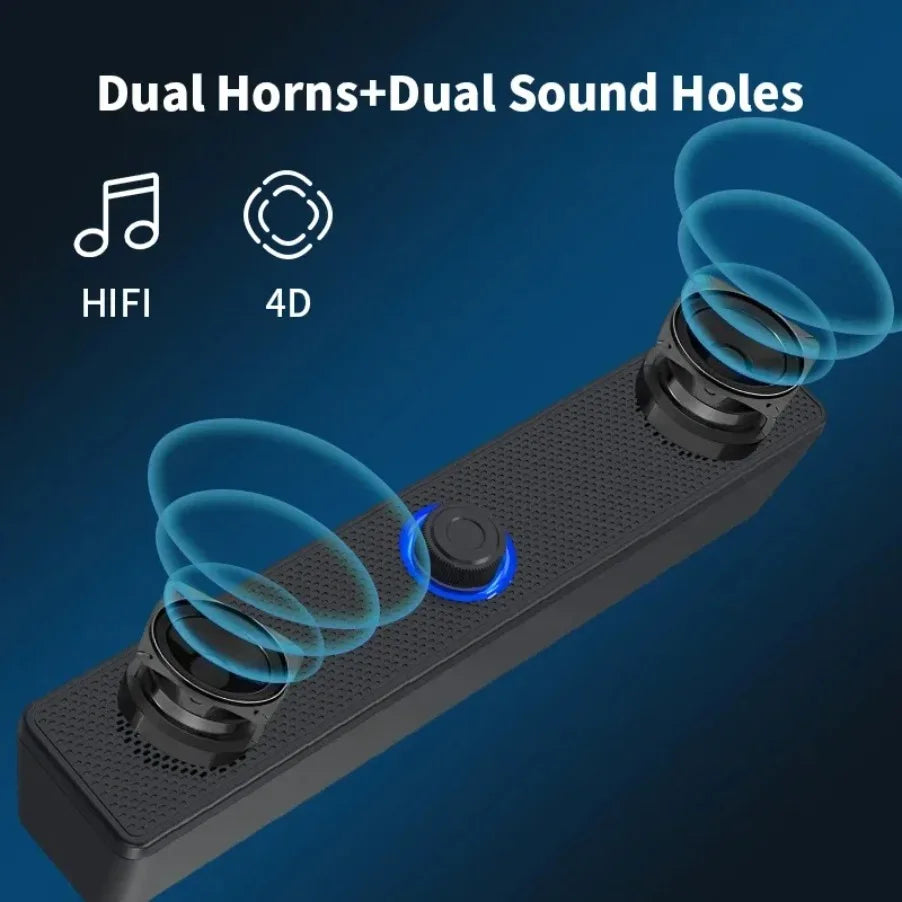 Desk Soundbar with Bluetooth & AUX — USB Powered PC Speaker