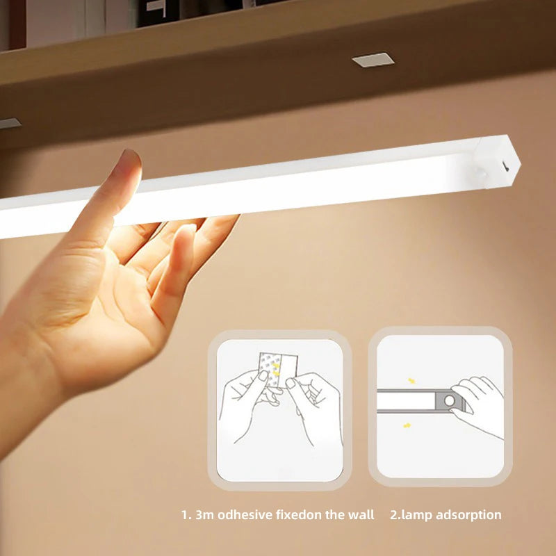 Wireless Motion Sensor Night Light — USB-C Rechargeable LED Cabinet Lamp (10–50cm)