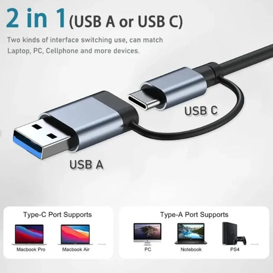 8-in-2 USB-C Hub with SD/TF Card Reader & Audio Jack